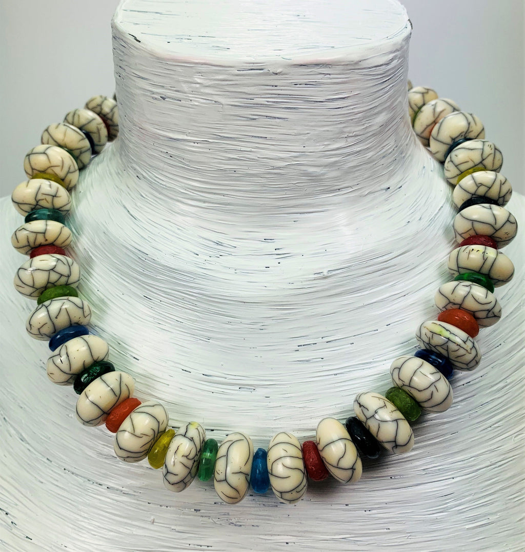 Kette Resin | Harz Recyclingglas Ethno Beads Handmade Necklace Tribal Beads