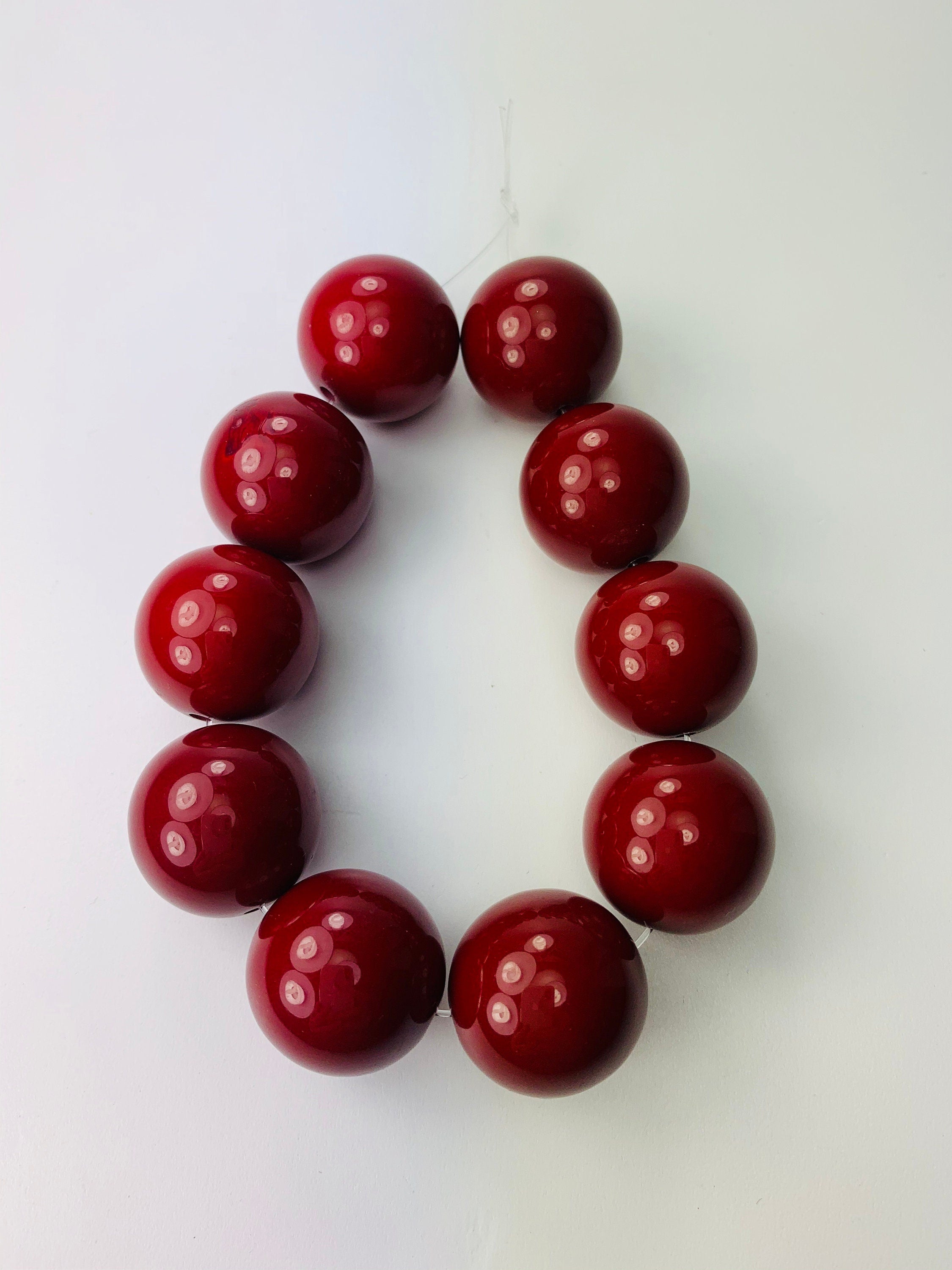 10 Perlen Resin | Harz Ethno Beads Red