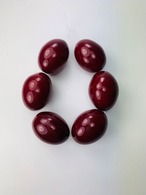 6 Resin Beads | Resin Ethno Beads Red