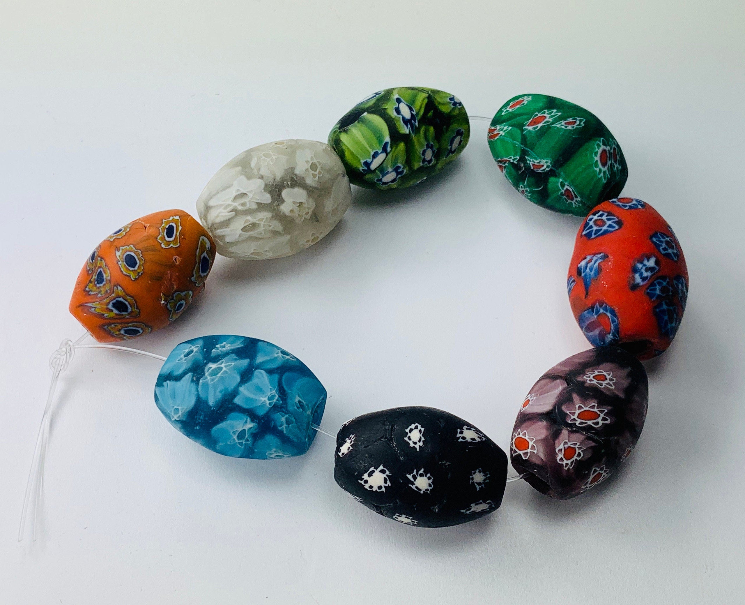 8 Perlen Millefiori Glasperlen Glass Beads