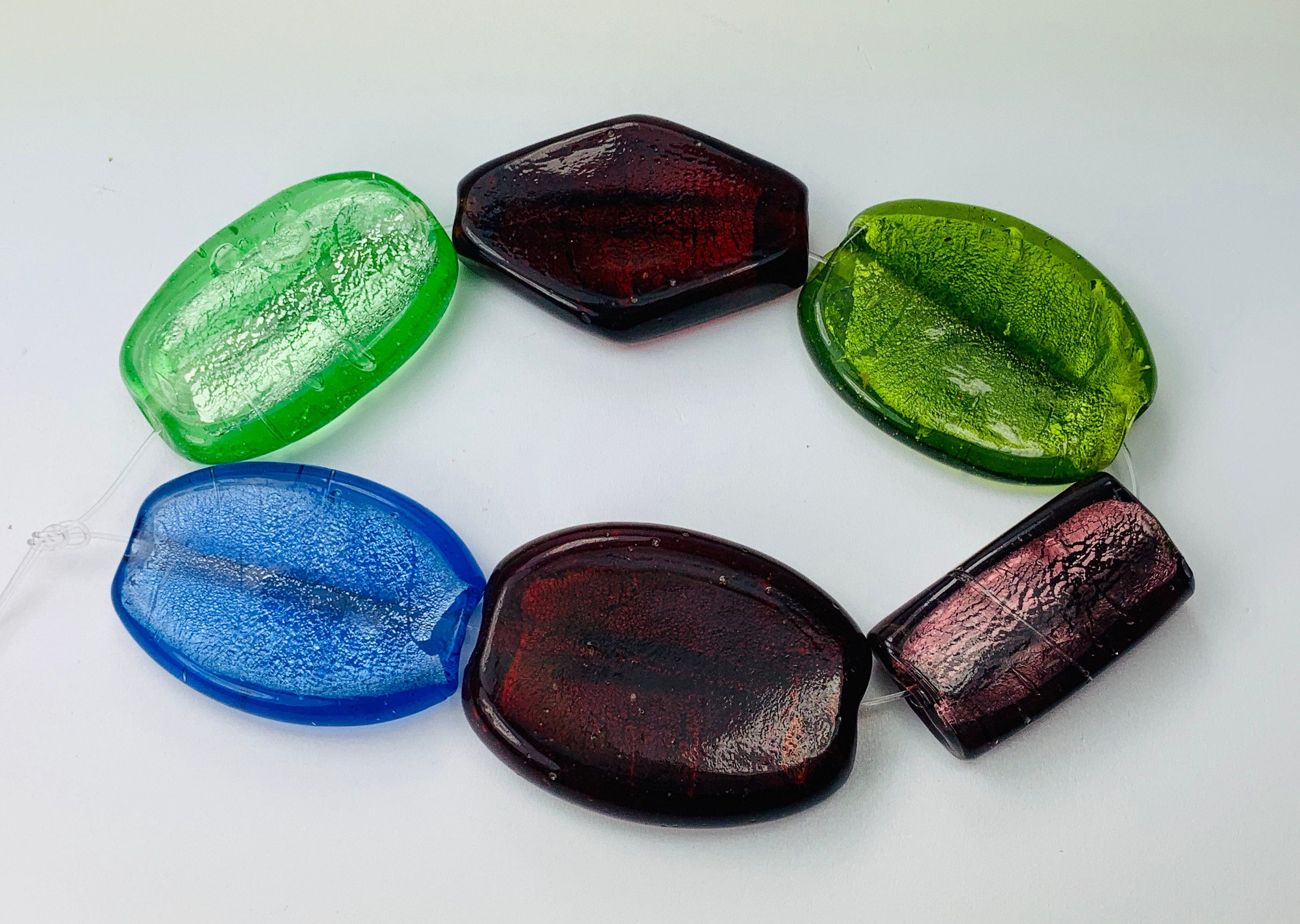 6 Perlen Folierte Glasperlen Glass Beads