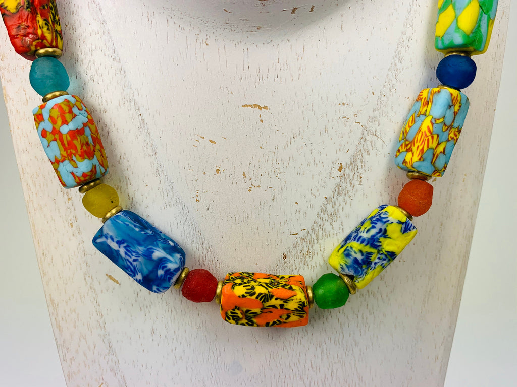 Kette Kroba Recycling Glass Ghana Ethno Beads Handmade Necklace Necklace Ethno Chic