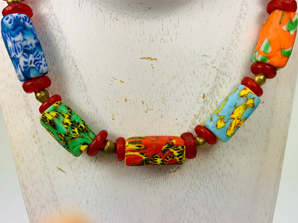 Kette Kroba Recycling Glass Ghana Ethno Beads Handmade Necklace Necklace Ethno Chic