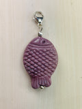 Charm Anhänger formschöner Böhmischer Glas Fisch Silber 925