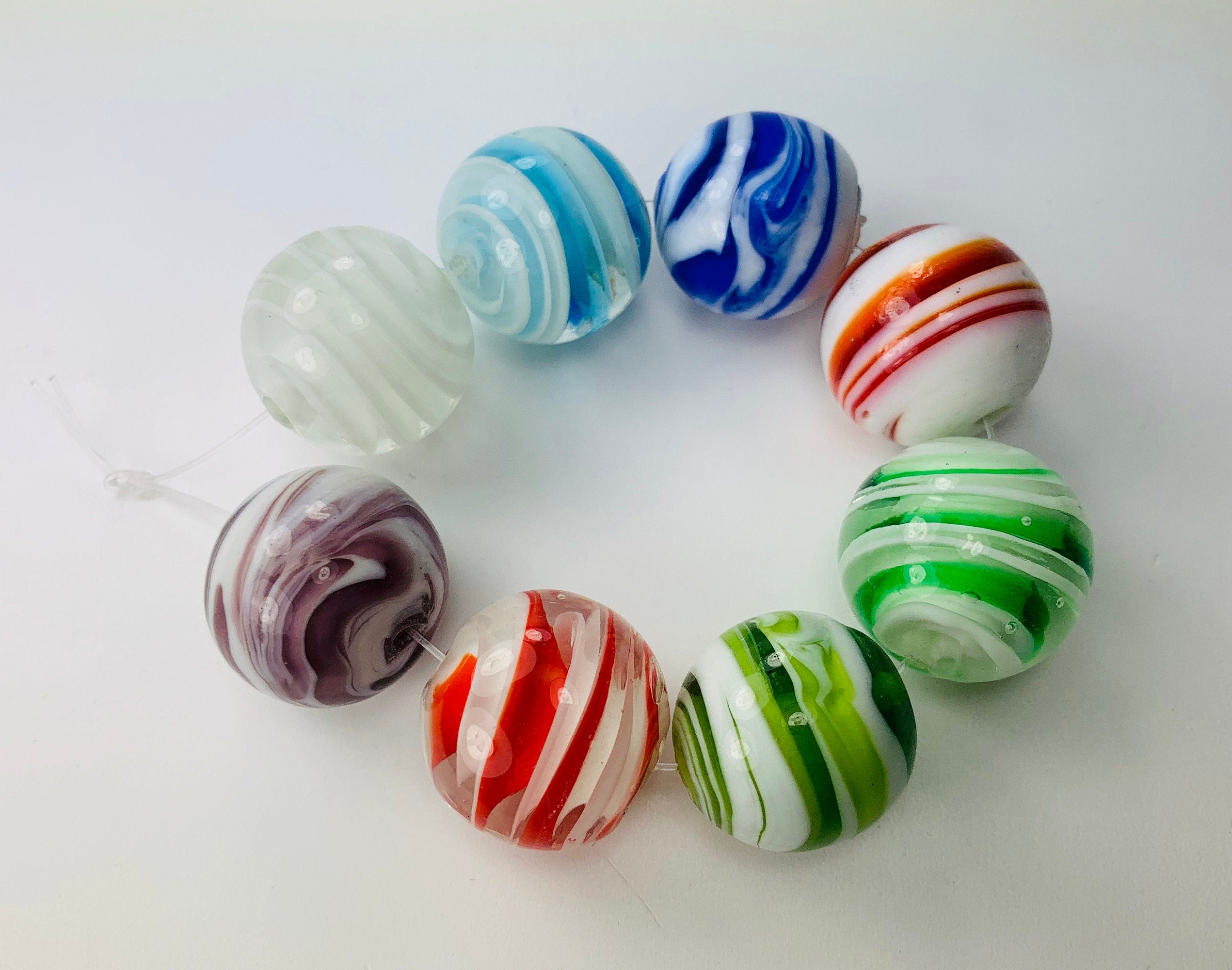 8 Perlen Glasperlen Glass Beads Wickelglasperlen