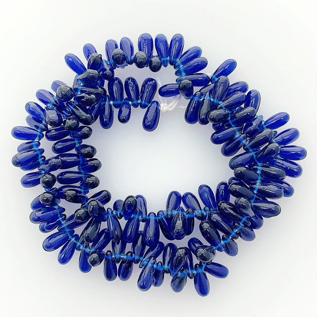 Bohemian Glass Beads | Teardrop Shape | Blue | Bohemian | Handmade | Vintage | BeadsCompany SN13