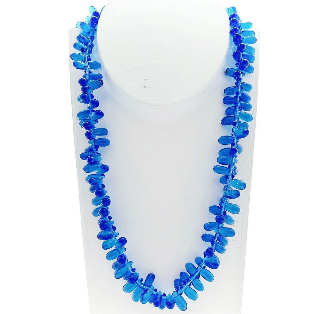 Böhmische Glasperlen | Tropfenform | Blau | Bohemian | Handgefertigt | Vintage | BeadsCompany  SN15