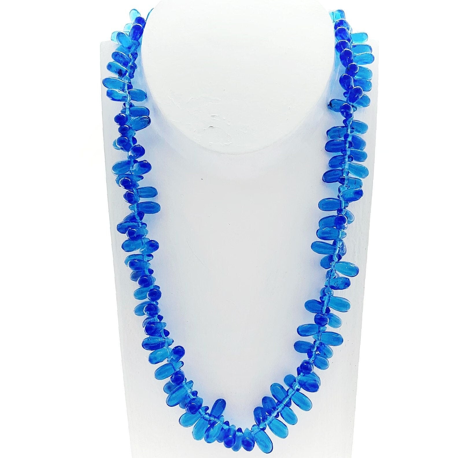 Böhmische Glasperlen | Tropfenform | Blau | Bohemian | Handgefertigt | Vintage | BeadsCompany  SN15