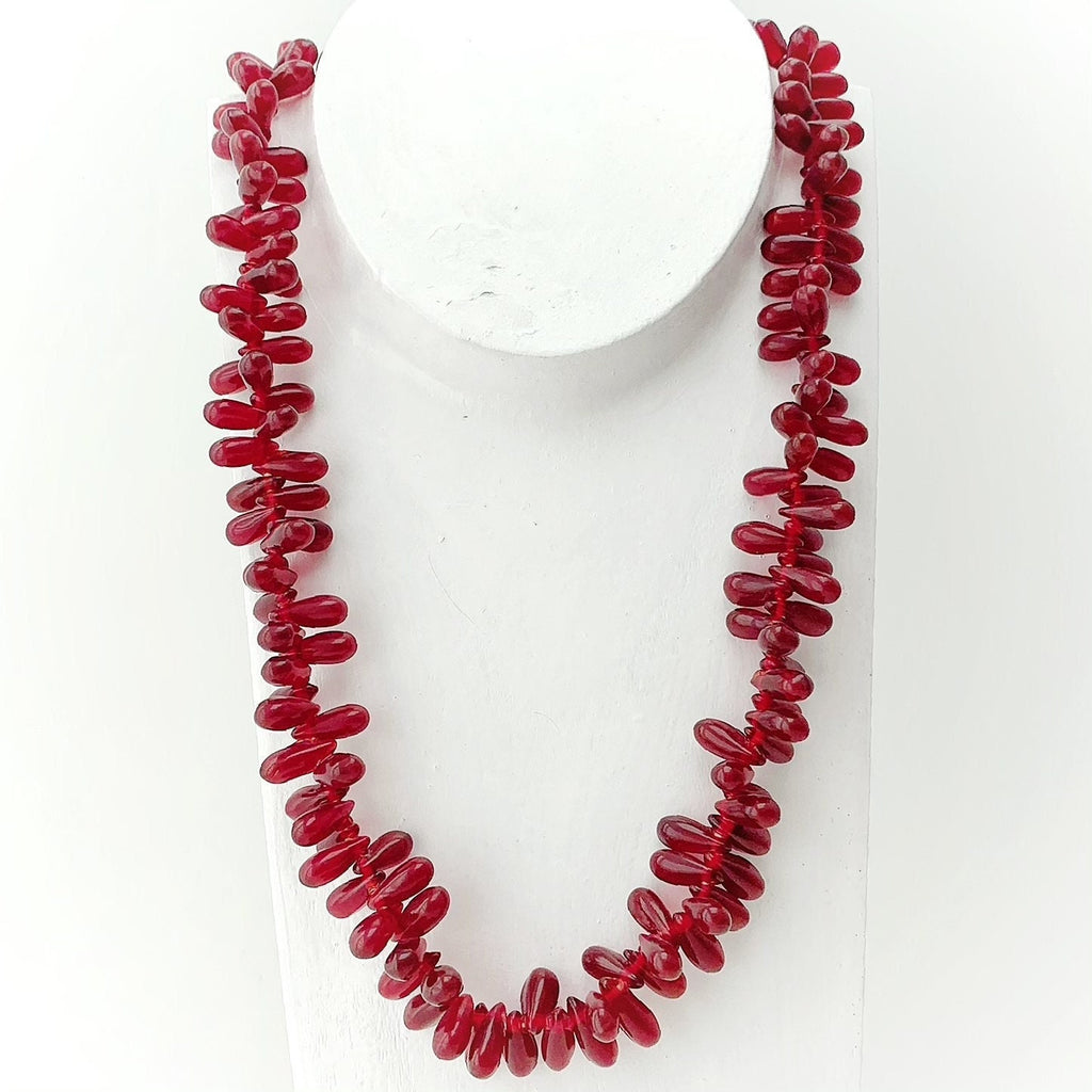 Böhmische Glasperlen | Tropfenform | Rot | Bohemian | Handgefertigt | Vintage | BeadsCompany  SN20