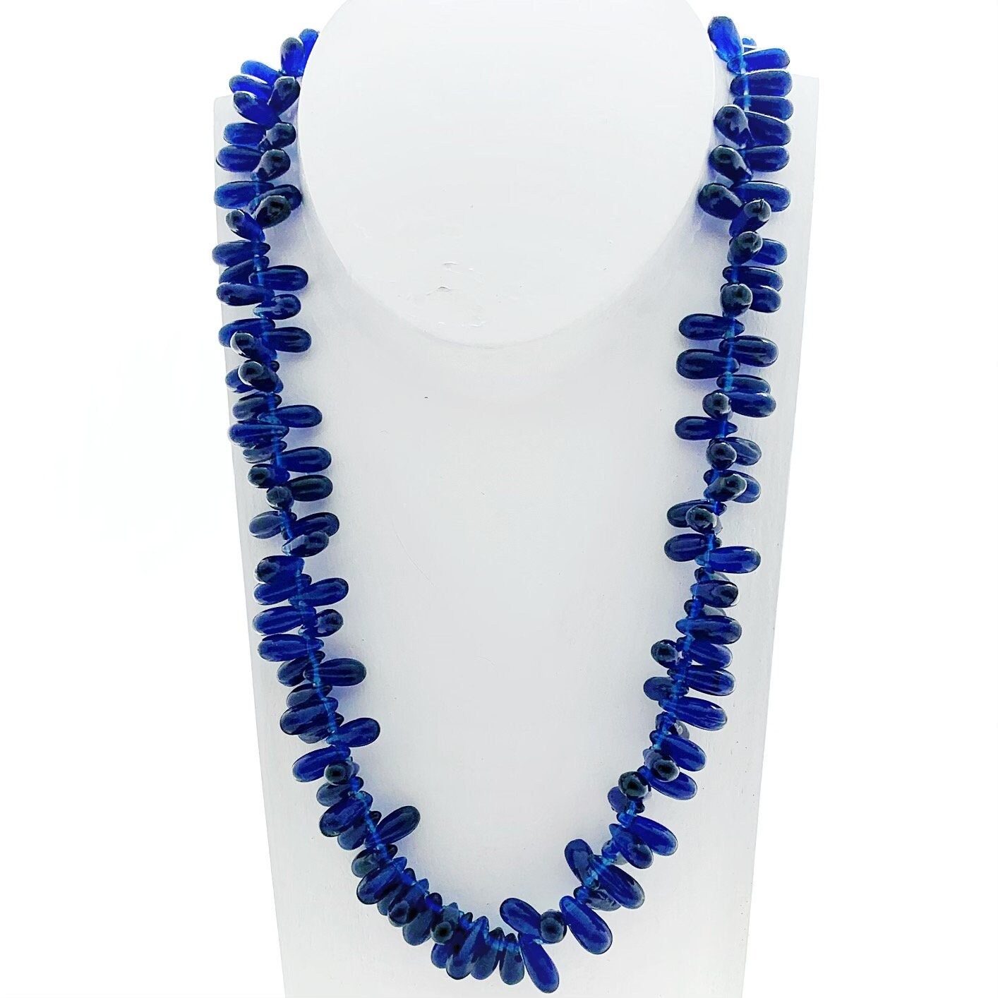 Bohemian Glass Beads | Teardrop Shape | Blue | Bohemian | Handmade | Vintage | BeadsCompany SN13