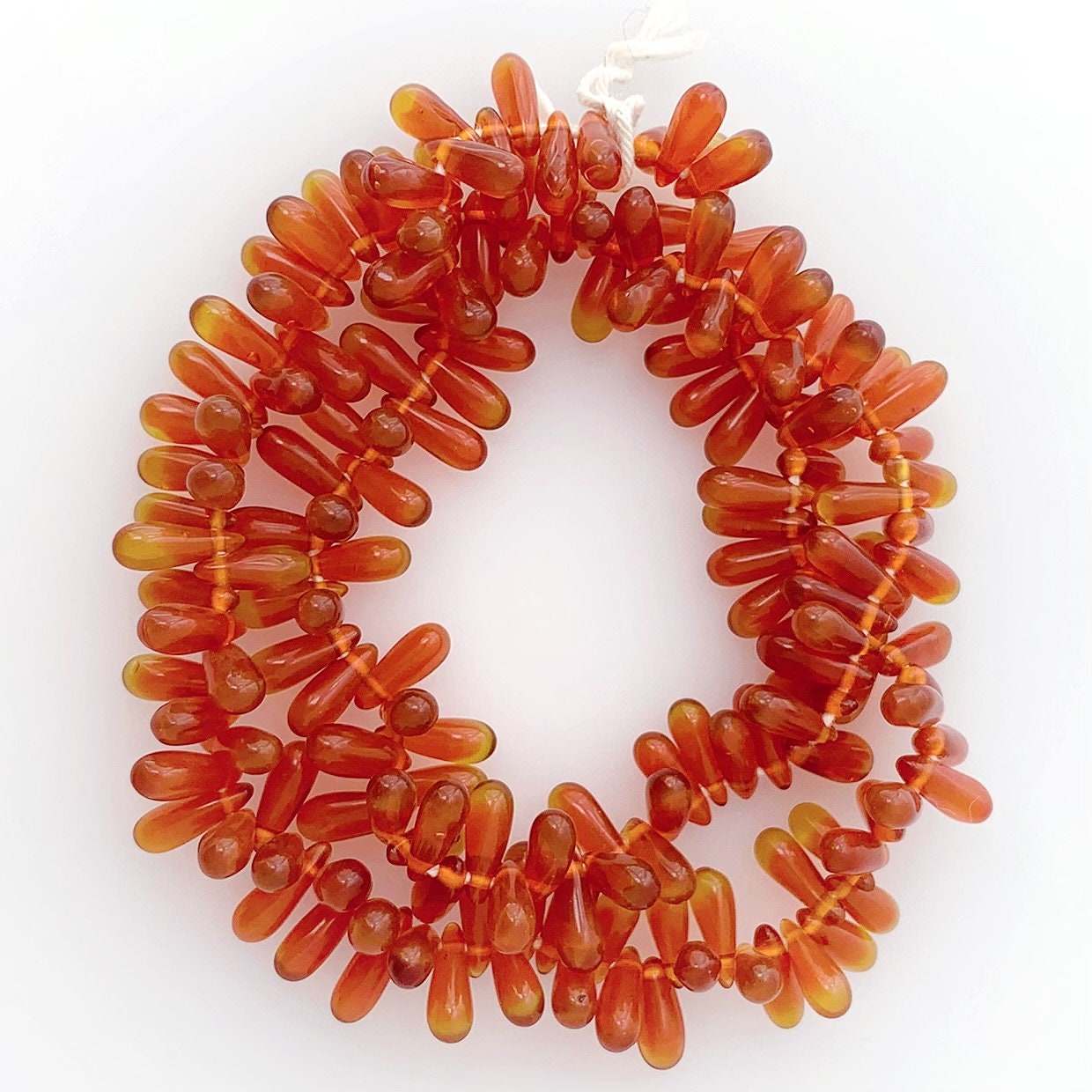 Böhmische Glasperlen | Tropfenform | Orange | Bohemian | Handgefertigt | Vintage | BeadsCompany  SN18