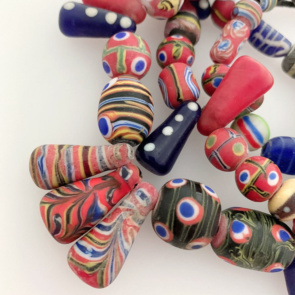 Glasperlen | Federperlen | Handgefertigte Perlen | Unikat Perlen | Kettenstrang | Vintage | Java Beads | Ethno Chic | BeadsCompany SN31